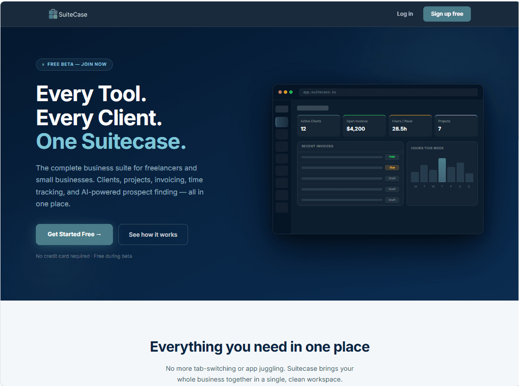SuiteCase landing page
